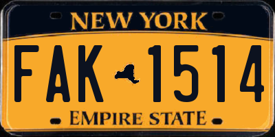 NY license plate FAK1514