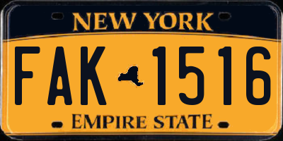 NY license plate FAK1516