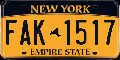 NY license plate FAK1517