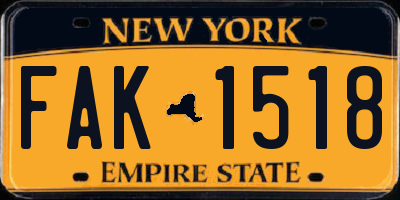 NY license plate FAK1518