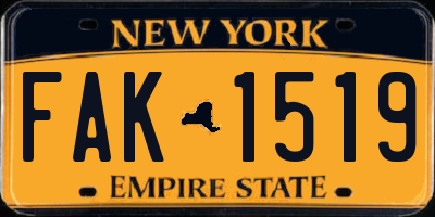 NY license plate FAK1519