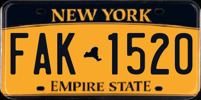 NY license plate FAK1520