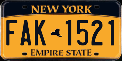 NY license plate FAK1521