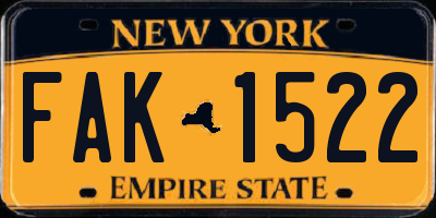 NY license plate FAK1522