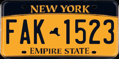 NY license plate FAK1523