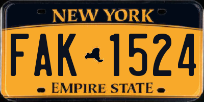 NY license plate FAK1524