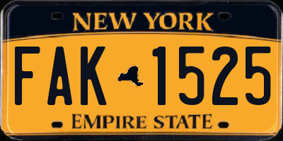 NY license plate FAK1525