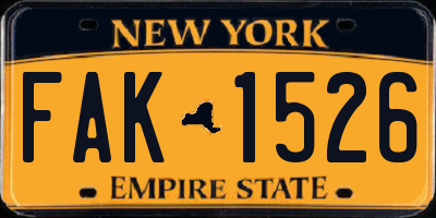 NY license plate FAK1526