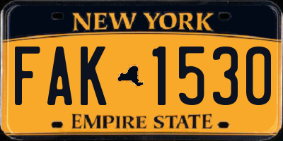 NY license plate FAK1530