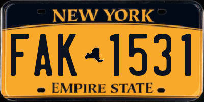 NY license plate FAK1531