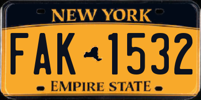 NY license plate FAK1532