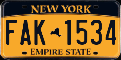 NY license plate FAK1534