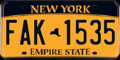 NY license plate FAK1535