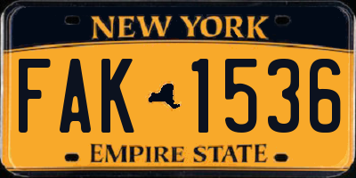 NY license plate FAK1536