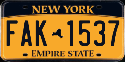 NY license plate FAK1537