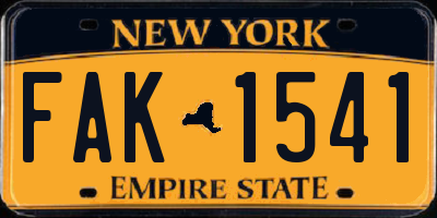 NY license plate FAK1541