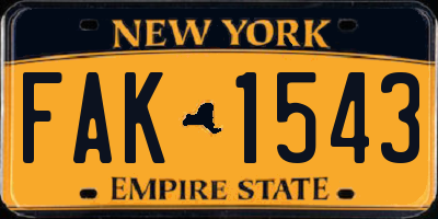 NY license plate FAK1543