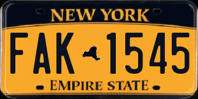 NY license plate FAK1545