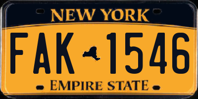 NY license plate FAK1546