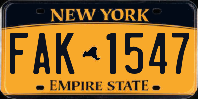 NY license plate FAK1547