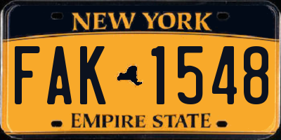 NY license plate FAK1548