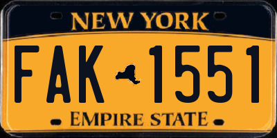 NY license plate FAK1551