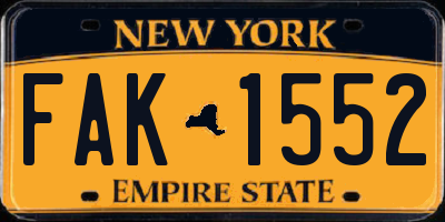 NY license plate FAK1552