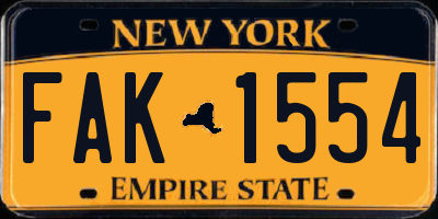 NY license plate FAK1554