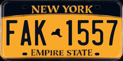 NY license plate FAK1557