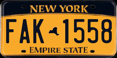 NY license plate FAK1558