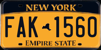 NY license plate FAK1560