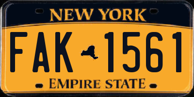 NY license plate FAK1561