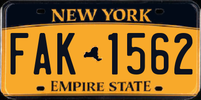 NY license plate FAK1562