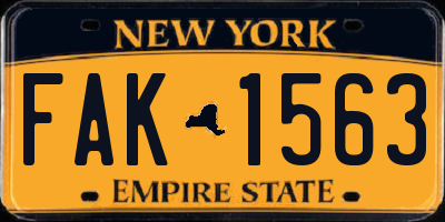 NY license plate FAK1563