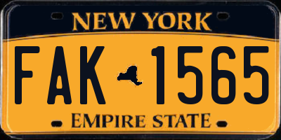 NY license plate FAK1565