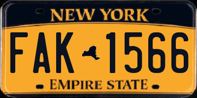 NY license plate FAK1566