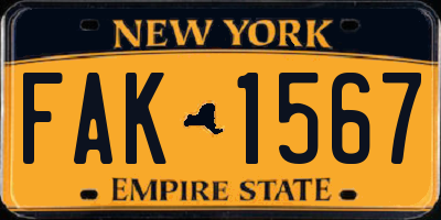 NY license plate FAK1567