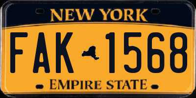 NY license plate FAK1568