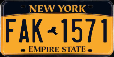 NY license plate FAK1571