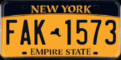 NY license plate FAK1573