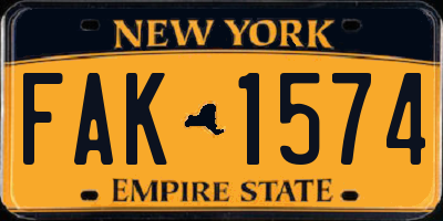 NY license plate FAK1574