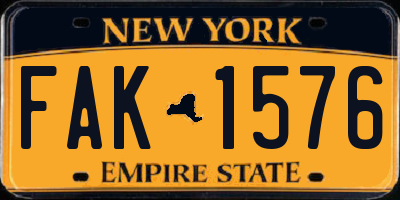 NY license plate FAK1576