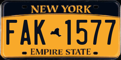 NY license plate FAK1577