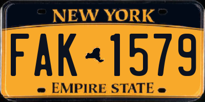 NY license plate FAK1579