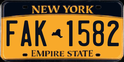 NY license plate FAK1582