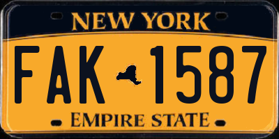 NY license plate FAK1587