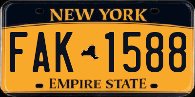 NY license plate FAK1588