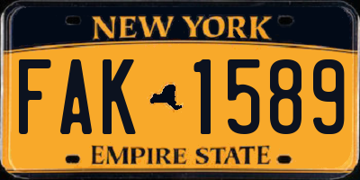 NY license plate FAK1589