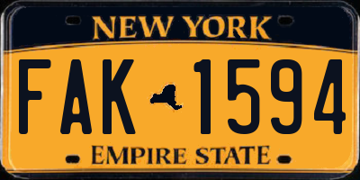 NY license plate FAK1594