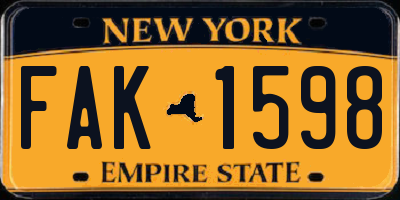 NY license plate FAK1598